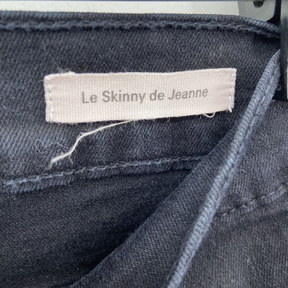 FRAME Black Distressed Le Skinny De Jeanne Film Noir Mid Rise Denim Jeans - Picture 9 of 10